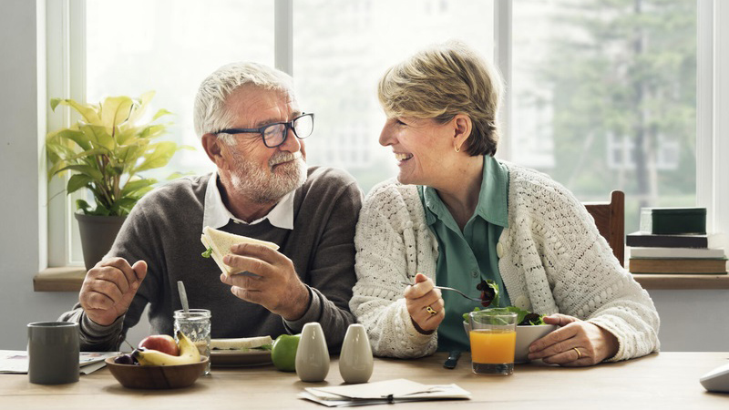 Couple eating a meal together