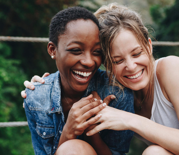 Two women hugging