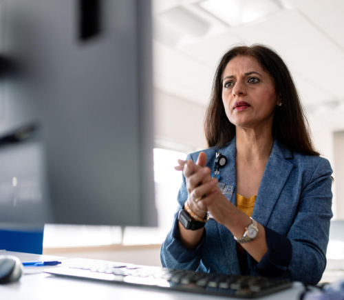 Woman looking at computer screen