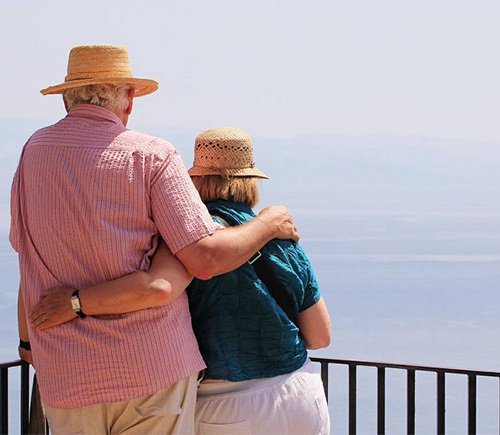 Couple holding each other