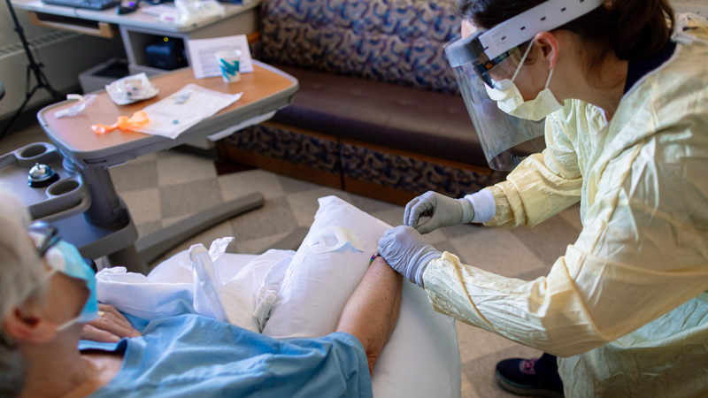 Patient receiving IV infusion