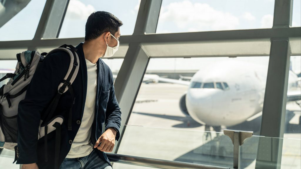 Man wearing a mask at the airport