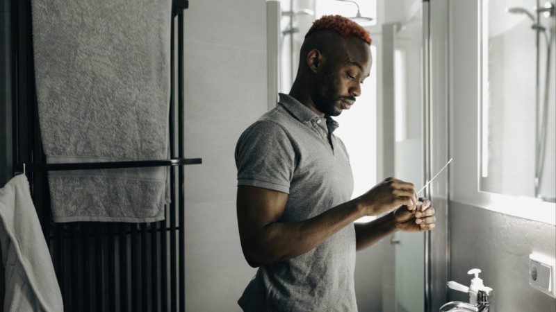 Young man doing at-home test