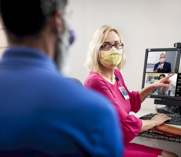 Doctor at telehealth appointment