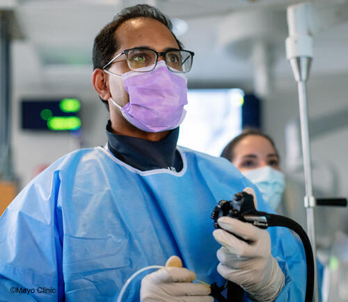 Doctor focused in operating room