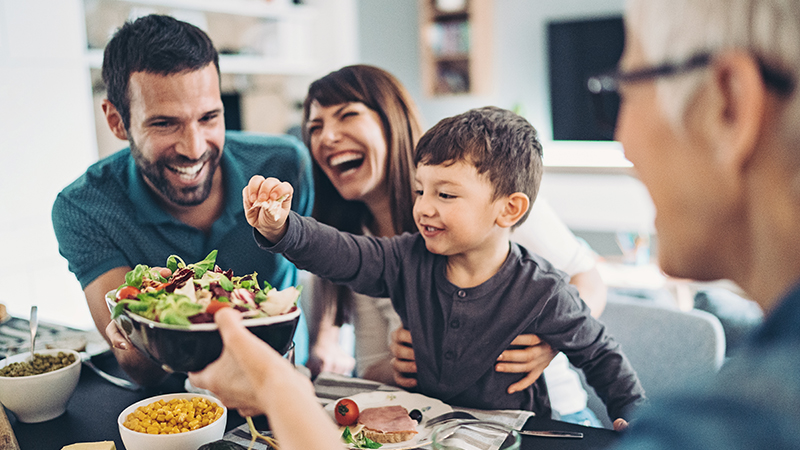 Family eating meal together