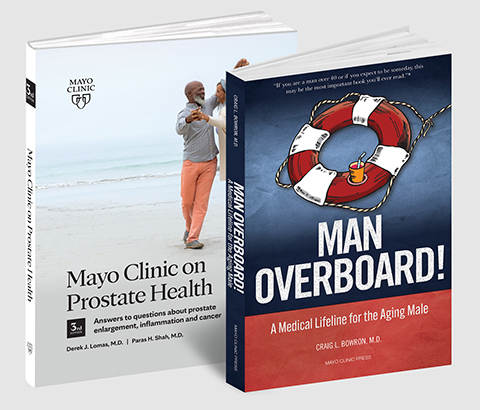 Mayo Clinic on Prostate Health and Man Overboard! book covers