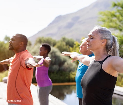 Adults exercising outside