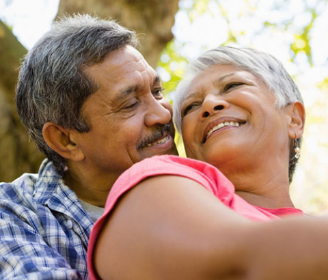 Couple smiling and looking at each other