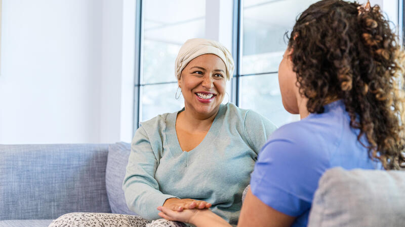 Nurse talking with patient