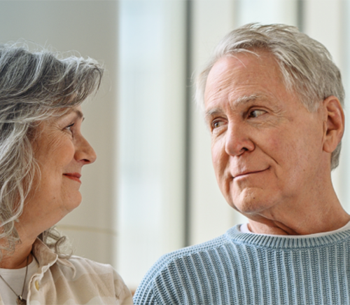 Older couple looking at each other