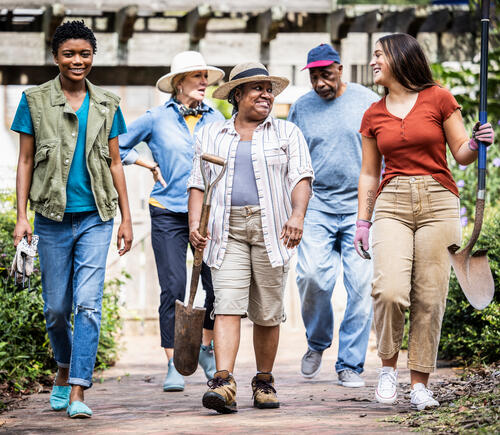 Intergenerational group of volunteers