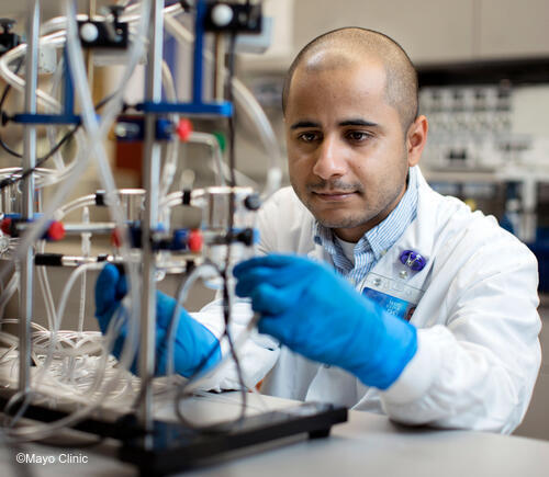 Researcher working in lab