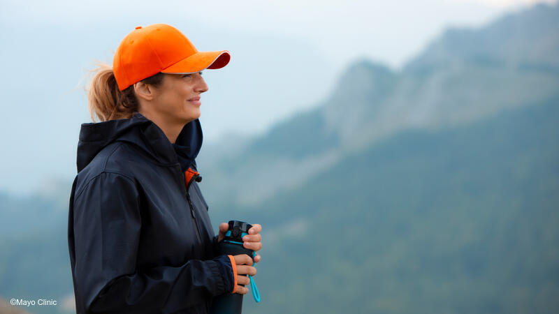 hiker in orange hat