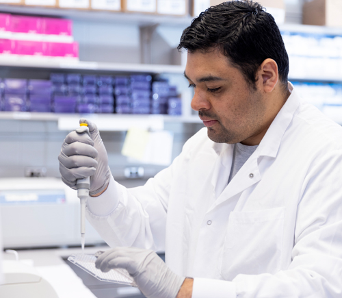 Researcher working in lab