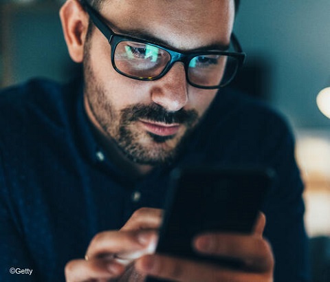 Man using smartphone