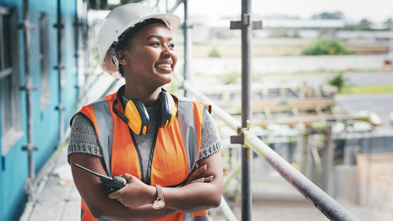 Construction worker smiling