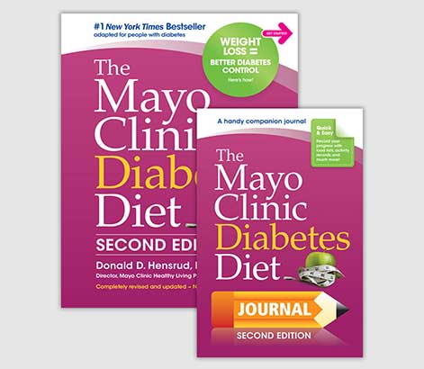 Book covers for The Mayo Clinic Diabetes Diet book and journal