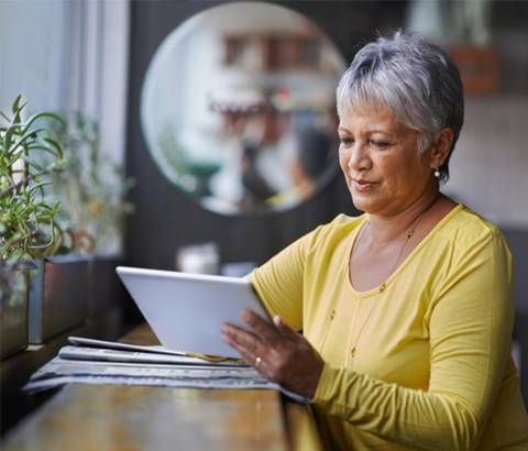 Woman using her e-tablet