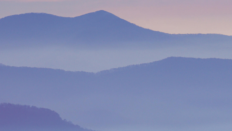 Foggy mountain scene