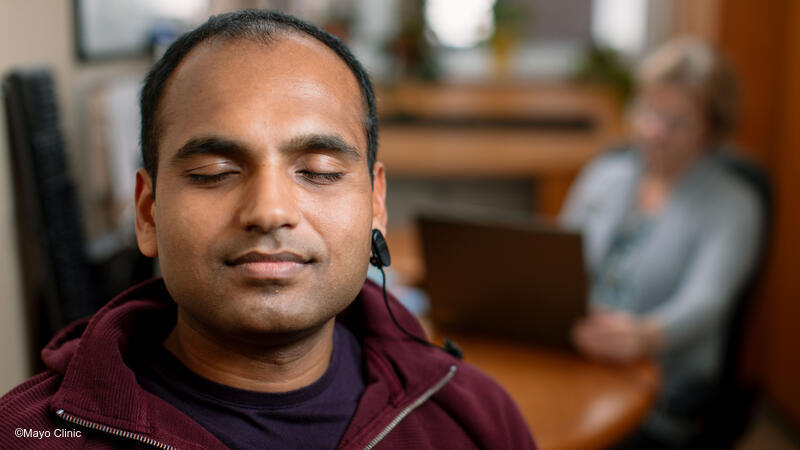 Man doing biofeedback.