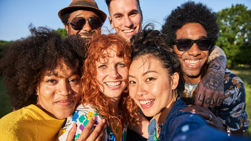 Group of friends taking of photo of themselves