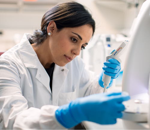 Researcher working in lab