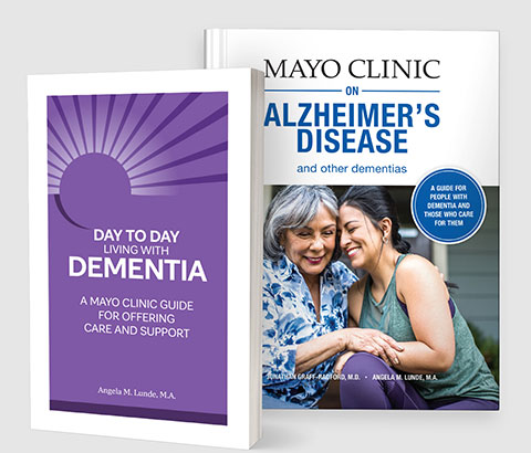 Day to Day Living with Dementia and Mayo Clinic on Alzheimer's Disease book covers