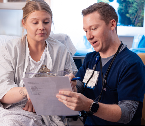 Doctor and patient talking
