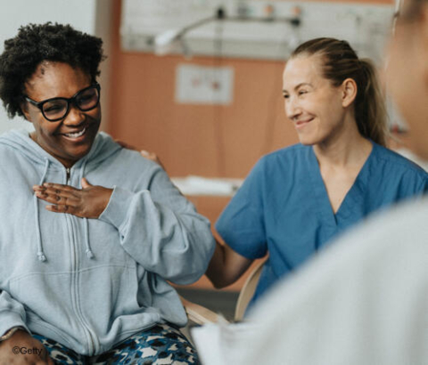 Patient with nurse and doctor