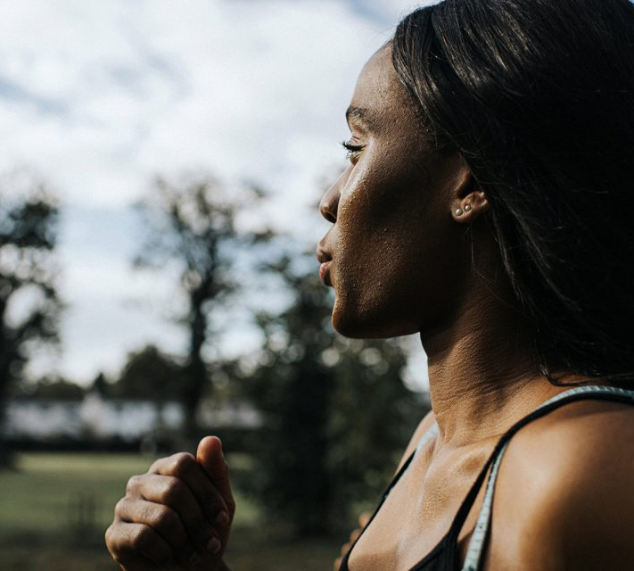 Woman running outside