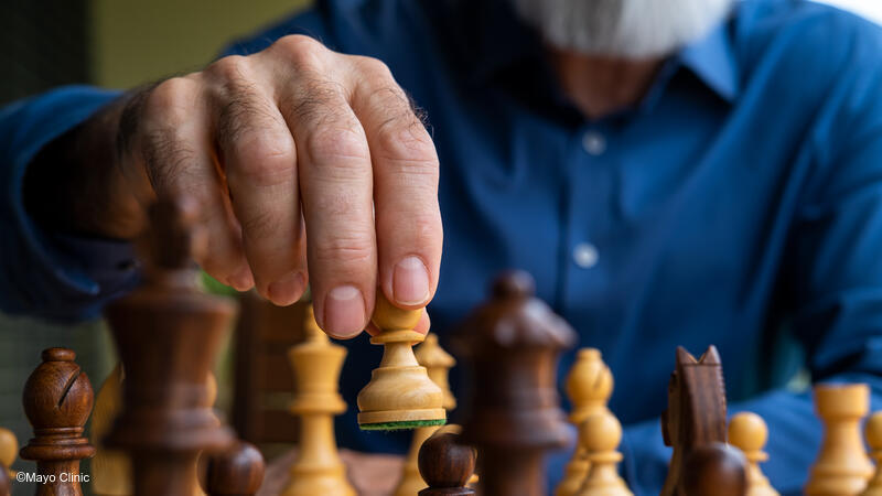 White man playing chess