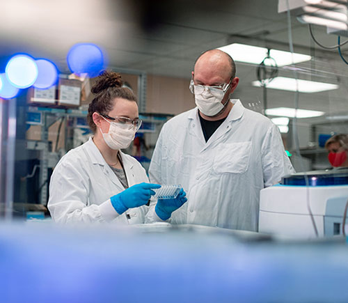 Two researchers in lab