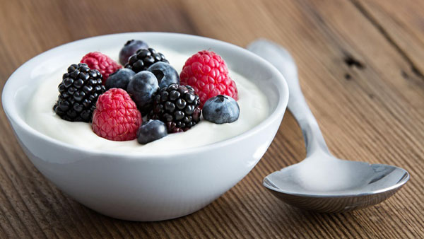 Bowl of berries and yogurt