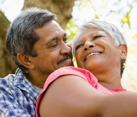 Smiling couple in the sun