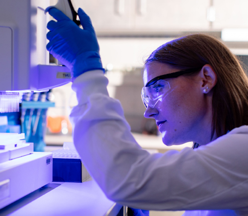 Researcher working in lab