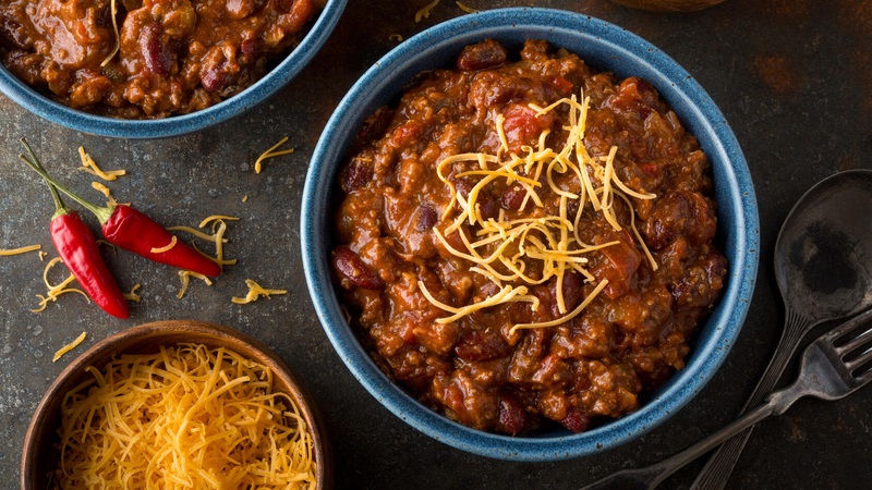 A bowl of three bean chili