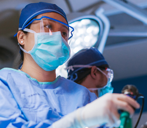 Female surgeon in operating room