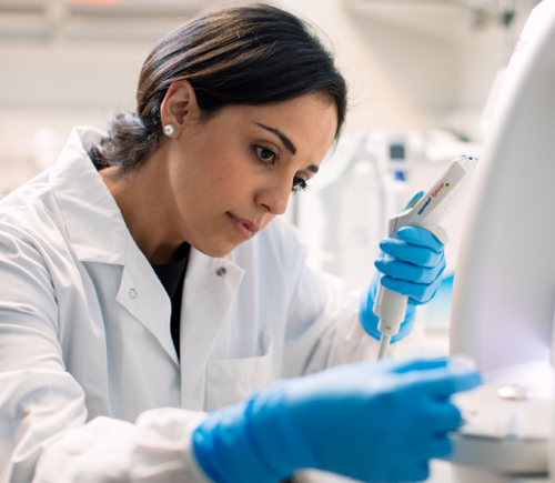 Researcher working in lab