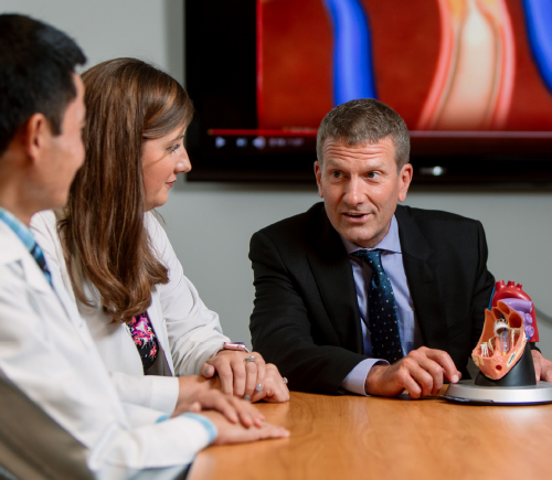 Doctors with model of human heart