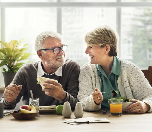 Older couple having breakfast