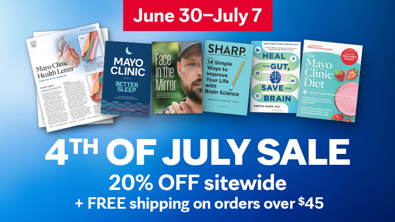 Collage of Mayo Clinic books and Health Letter